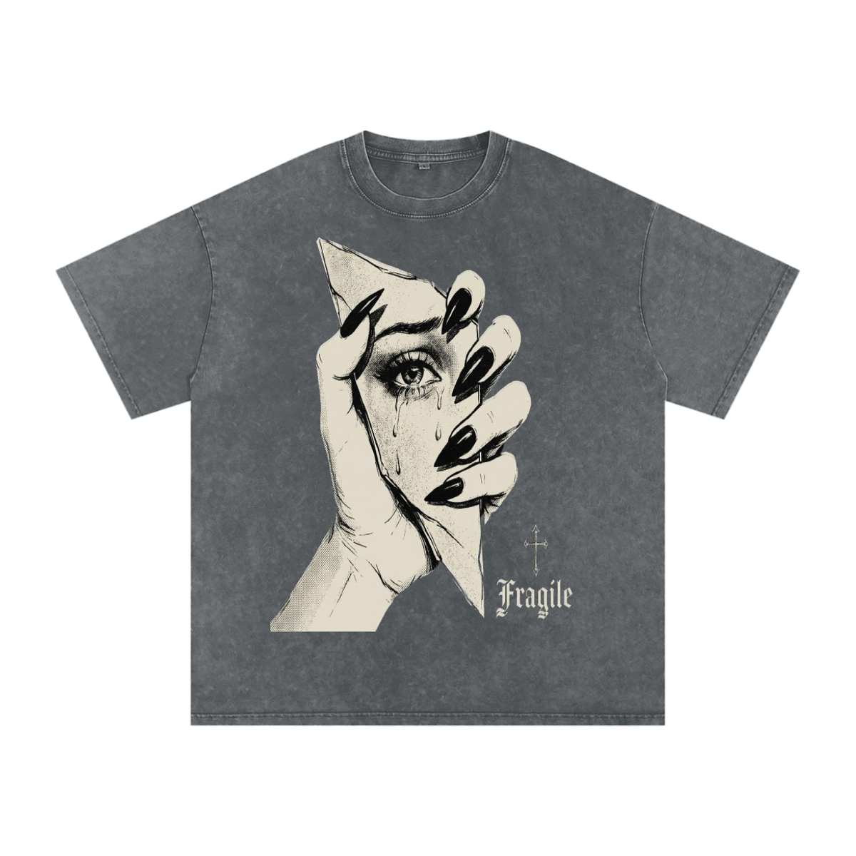 Fragile Snow Washed Oversized Cotton T-Shirt