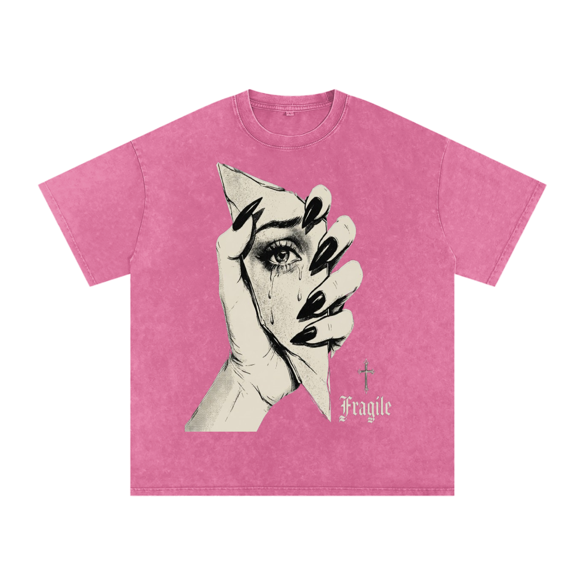 Fragile Snow Washed Oversized Cotton T-Shirt