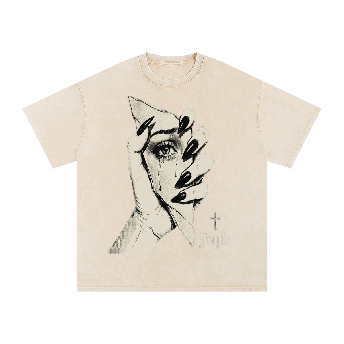 Fragile Snow Washed Oversized Cotton T-Shirt