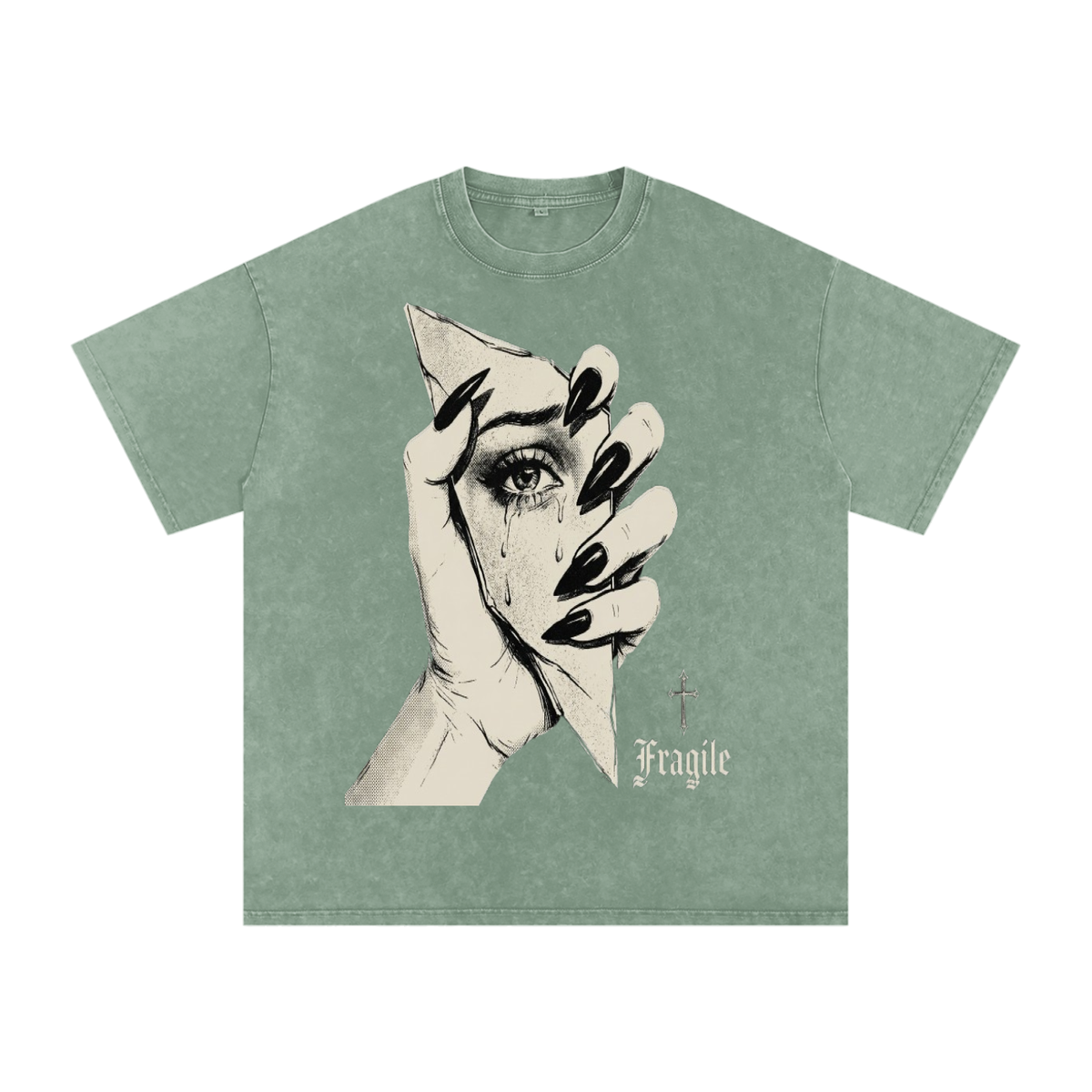 Fragile Snow Washed Oversized Cotton T-Shirt