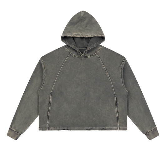 Vintage Washed Frayed-Hem Hoodie