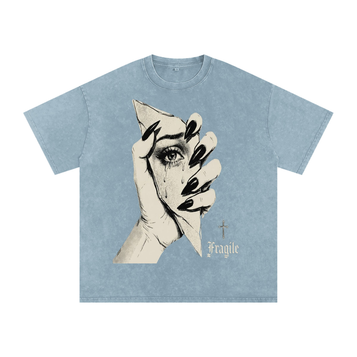 Fragile Snow Washed Oversized Cotton T-Shirt