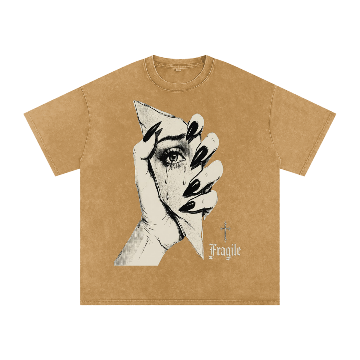 Fragile Snow Washed Oversized Cotton T-Shirt