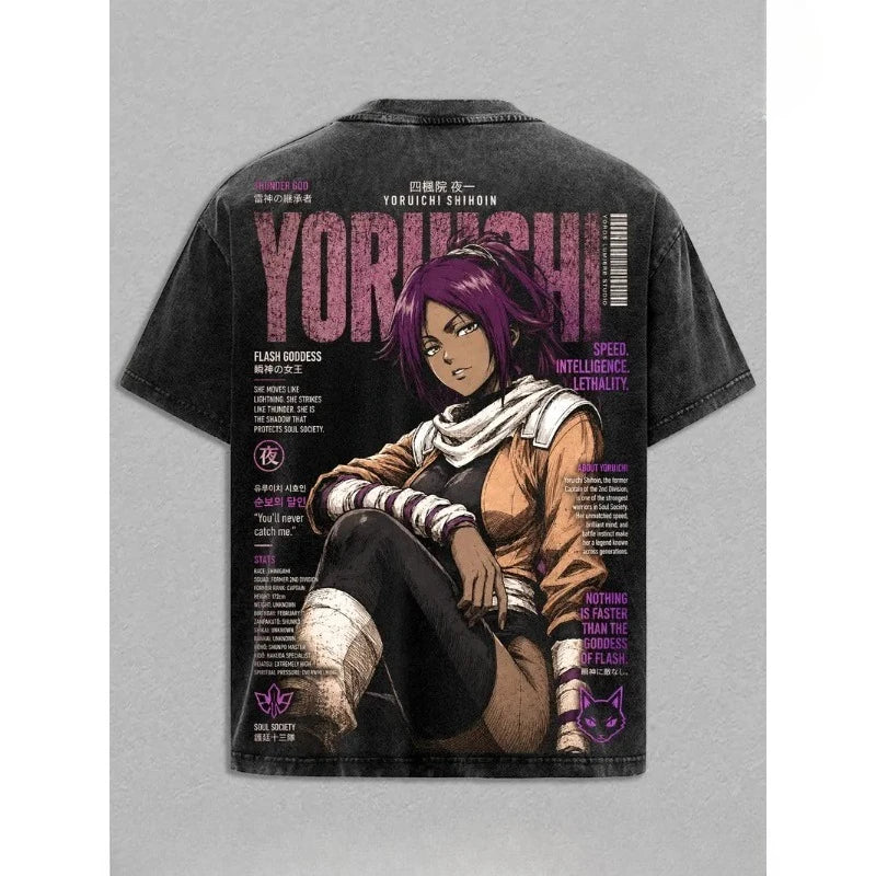 Anime BLEACH Shihouin Yoruichi Kawaii Graphic T Shirt