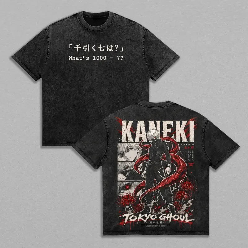 Tokyo Ghoul Ken Kaneki Anime Clothing Men Women Short Sleeve Manga T-shirts Vintage Washed T Shirt Cotton Tee Harajuku Male Summer Tshirt