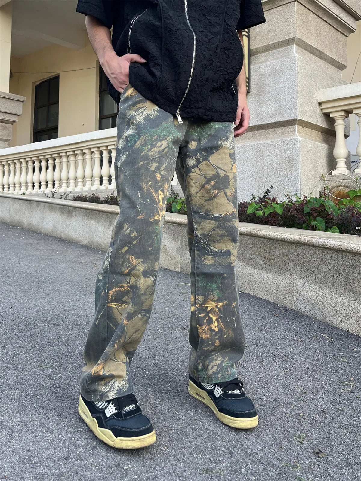 Men's Camo Wide Leg Baggy Cargo Pants