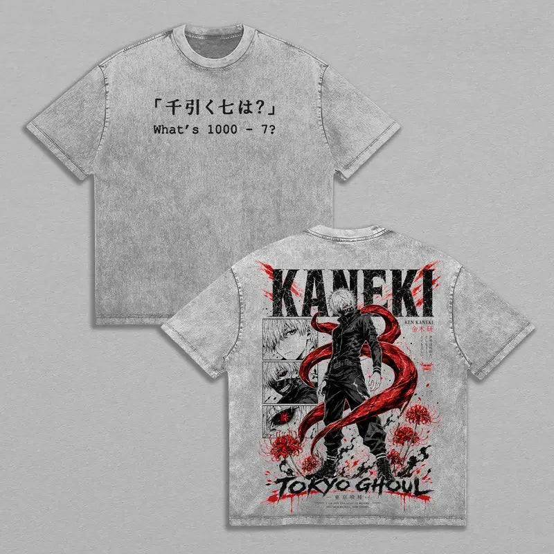 Tokyo Ghoul Ken Kaneki Anime Clothing Men Women Short Sleeve Manga T-shirts Vintage Washed T Shirt Cotton Tee Harajuku Male Summer Tshirt