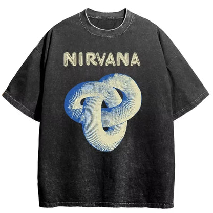 Nirvana rock band men's Retro cotton Washed Tee In Utero album man Women's oversized Y2K distress Tshirt Casual Loose streetwear
