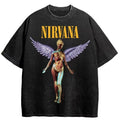 Nirvana rock band men's Retro cotton Washed Tee In Utero album man Women's oversized Y2K distress Tshirt Casual Loose streetwear