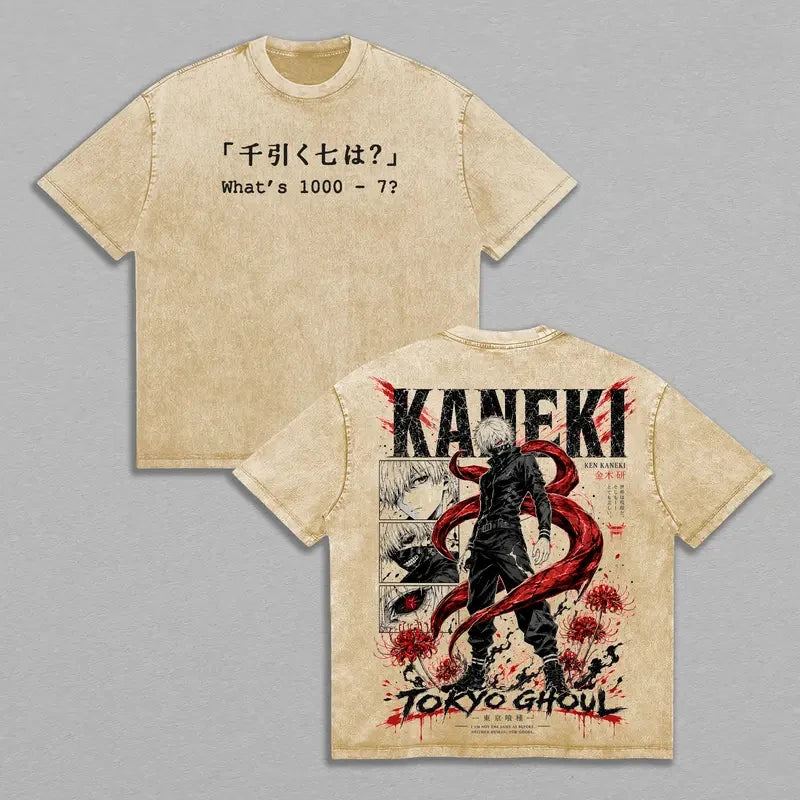 Tokyo Ghoul Ken Kaneki Anime Clothing Men Women Short Sleeve Manga T-shirts Vintage Washed T Shirt Cotton Tee Harajuku Male Summer Tshirt