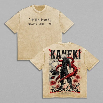 Tokyo Ghoul Ken Kaneki Anime Clothing Men Women Short Sleeve Manga T-shirts Vintage Washed T Shirt Cotton Tee Harajuku Male Summer Tshirt
