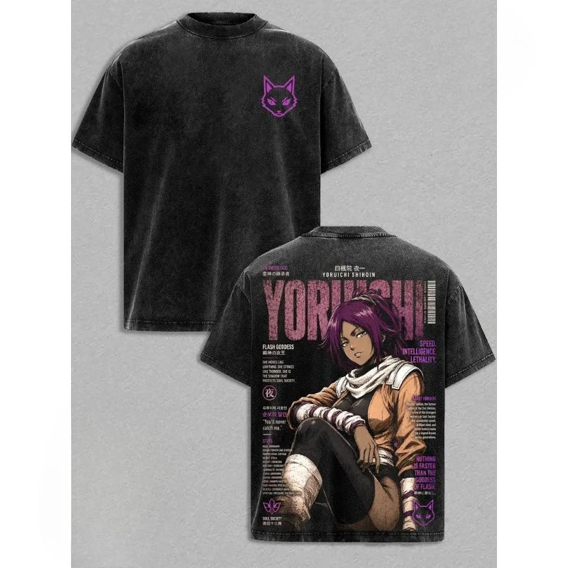 Anime BLEACH Shihouin Yoruichi Kawaii Graphic T Shirt