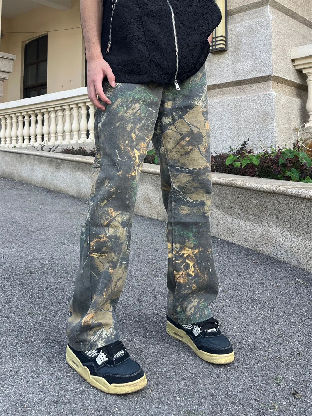 Men's Camo Wide Leg Baggy Cargo Pants